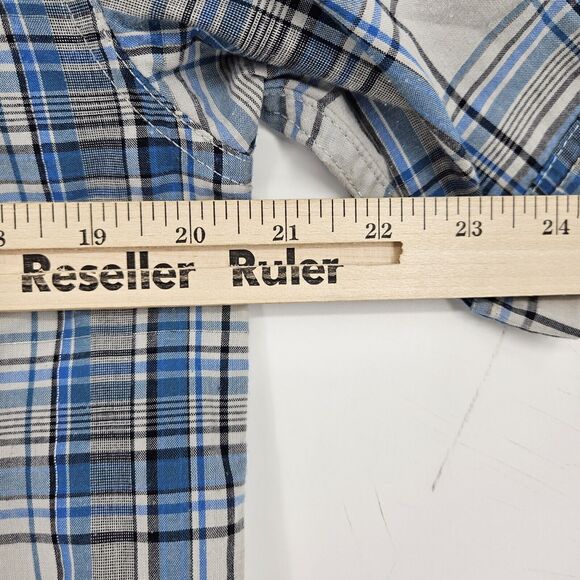 The North Face Shirt Mens Small Snap Button Plaid Blue White Short Sleeve S - Picture 7 of 9